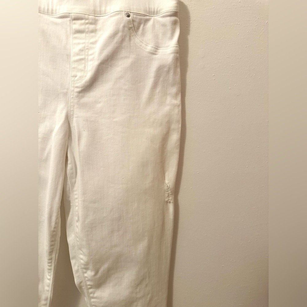 Spanx Women’s Ankle Skinny Pull-On Jeans White Distressed Size Large - Picture 5 of 10